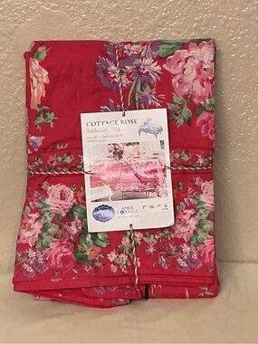 April Cornell Pink Shabby Chic Cottage Rose Tablecloth